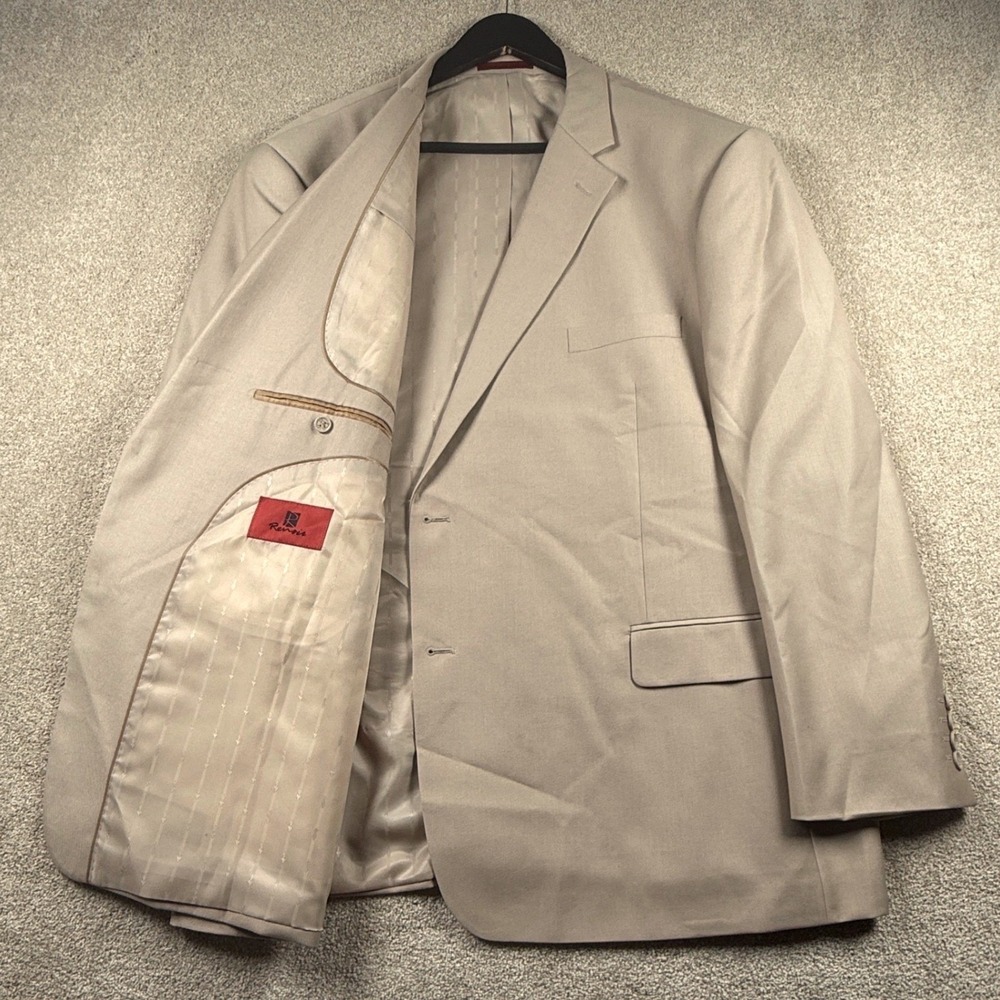 Renoir Men's 52R‎ Beige Two Button Double Vent Suit Jacket Blazer